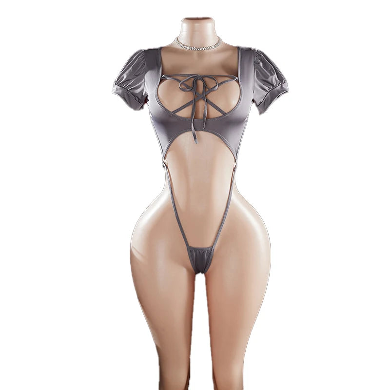 Sexy Womans Lingerie Set Porno Sex Outfit One-piece Sexy Lingerie For Women Solid Color Exposed Navel Bodysuit Erotic Costumes