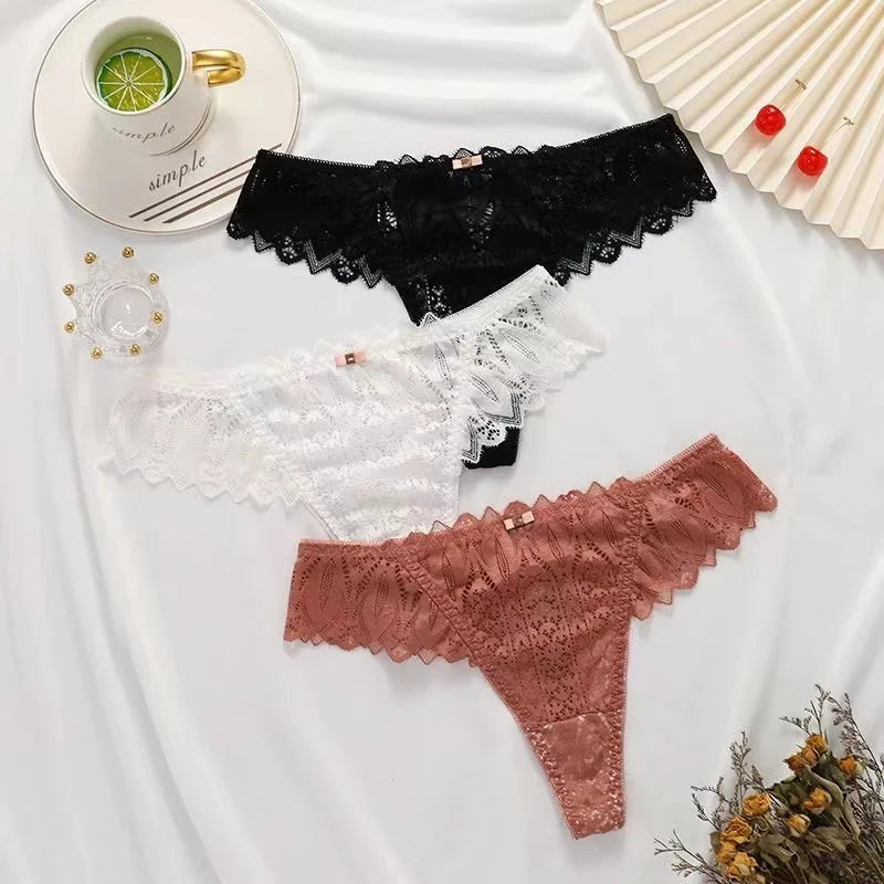 Women's Sexy String Panties Lace Thongs Lingerie Intimates Woman T-back Soft T-panties Designed Tangas Mujer