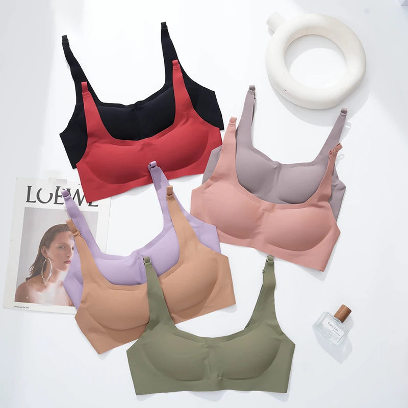Seamless Bras For Women Square Neck Invisible Tops Push Up Bras Wire Free Underwear Soft Intimates Bralette Girls Sleep Lingerie