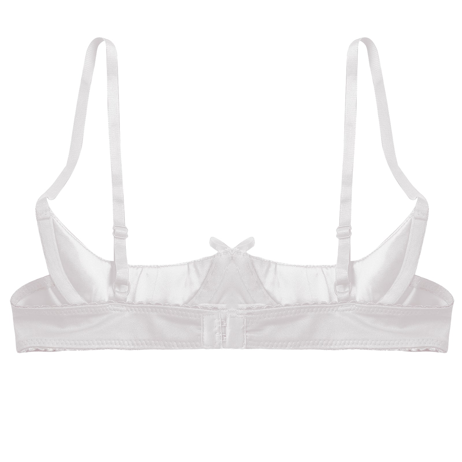 Womens Sexy Satin Intimates Lingerie Bras Female Adjustable Straps Underwire Half Cup Bow Push Up Balconette Brassiere Underwear