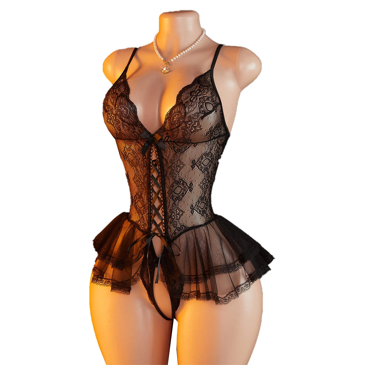 Sexy Lingerie Women Crotchless Porn Babydoll extreme Mini Dress Sex Underwear Hot Romantic Lace Bodysuit Erotic Costumes 2025