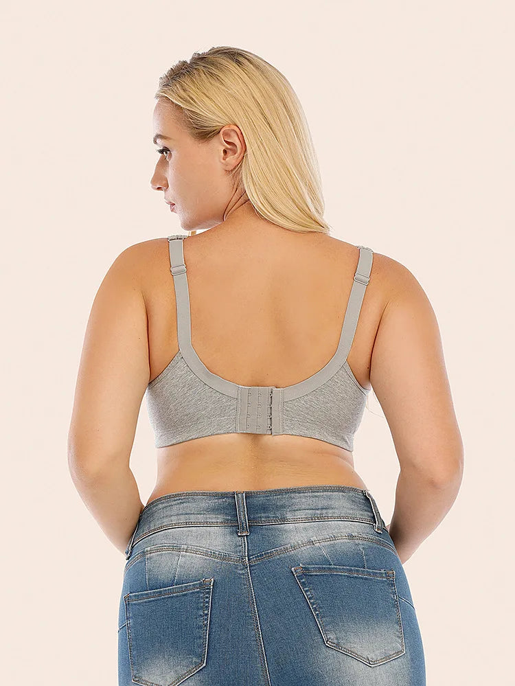 Plus Size Full Cup Bra Cotton Comfort Breathable Underwire Bra with Lace Full Coverage Support for Women B/C/D/E/F Cup