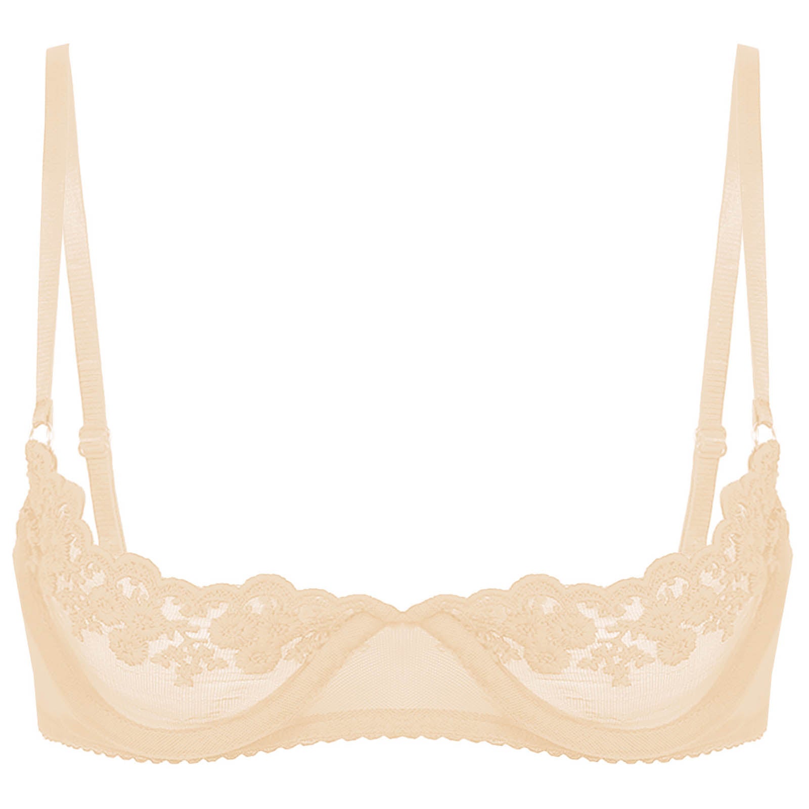Sexy Womens Sheer Floral Lace Underwired Bra Underwear Unlined Brassiere Lingerie Bare Breast Exposed Open Nipples Bra Tops