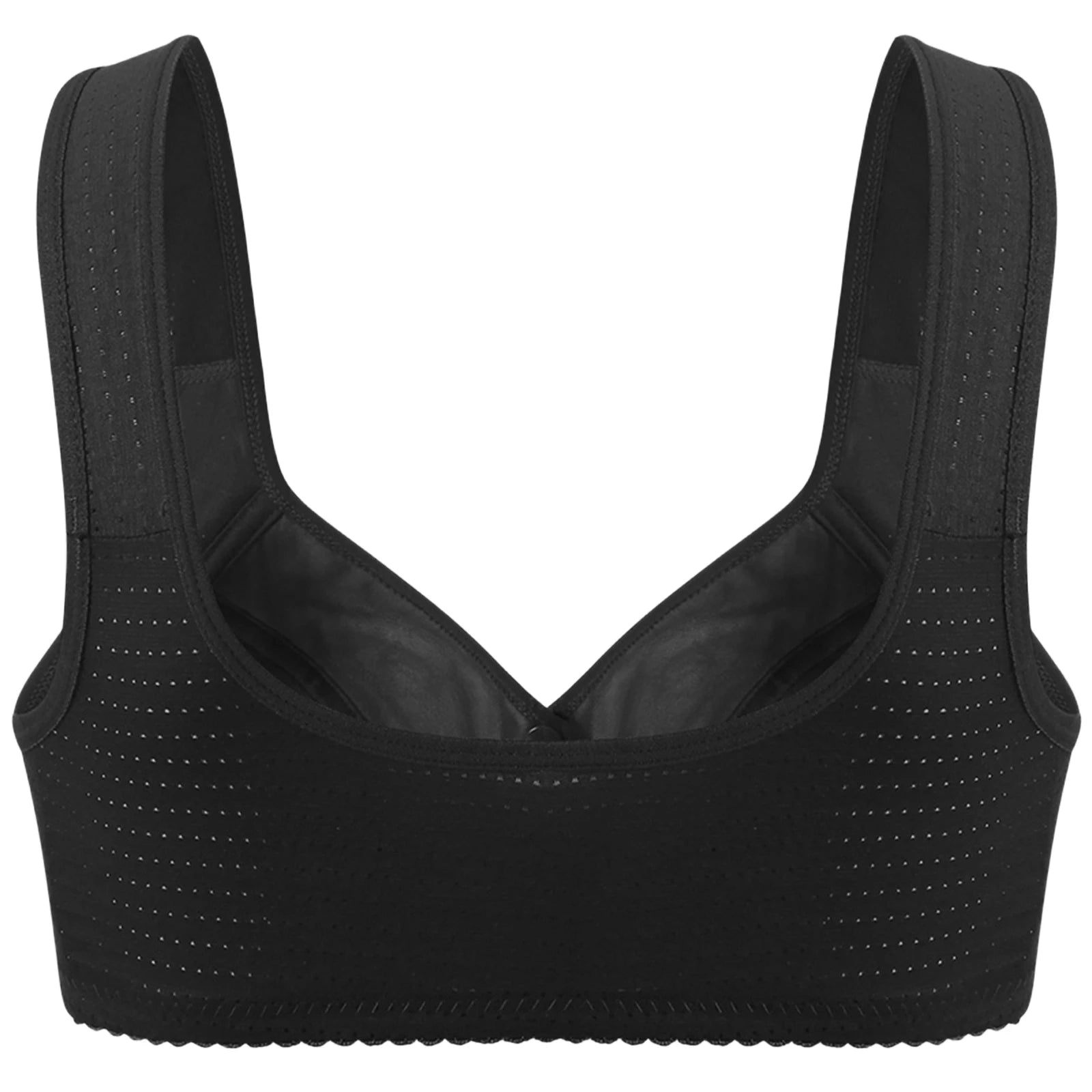 Wireless Wide Straps Women Bra Trendy Plus Size Underwear Lace Bra Stylish Front Closure Breathable Vest Style Lingerie