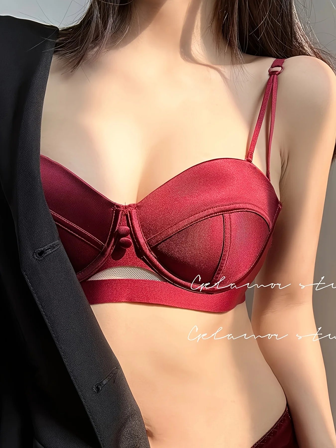Red lingerie women's sexy seamless bra small bust size detachable shoulder strap bra