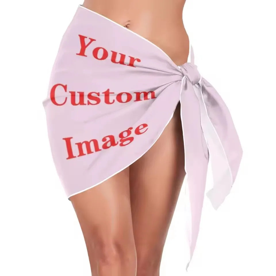 Women’s Summer Bikini Cover-Up Sarong Fashion Customized images Perspective Beach Short Skirts Vacation Swimwear Cover Up
