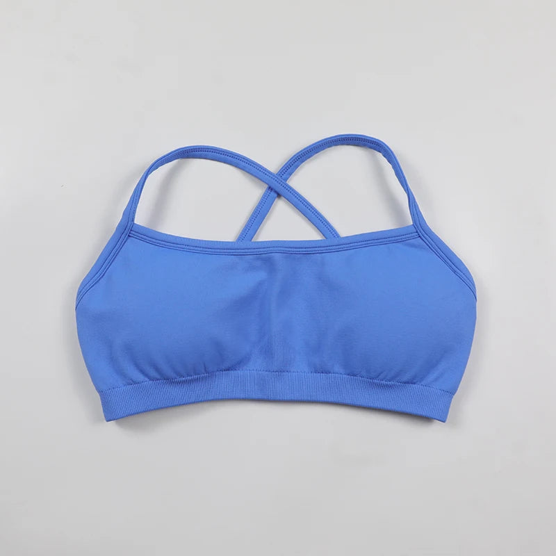 Women's Sports Bras For Running Push Up Seamless Yoga Bra Adjustable Straps Cross Back Fitness Athletic Bra Tops