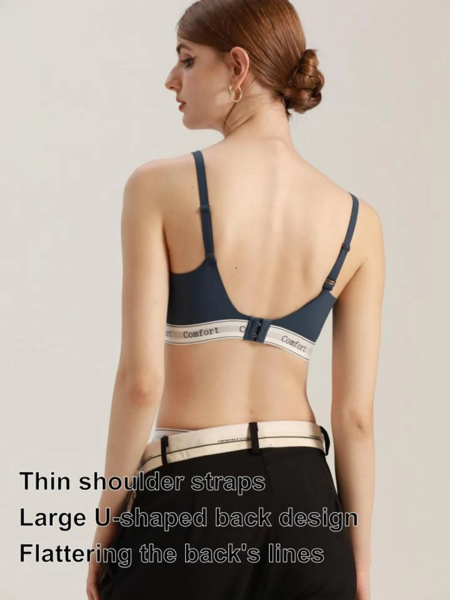 1 Piece, All-Season High-Quality Fashionable Sports Bra with Adjustable Thin Straps, Large U-Shaped Back, Seamless, Wireless, Lightweight, Skin-Friendly, Soft, Breathable, Comfortable, Supportive, Ribbed Fabric with Lettered