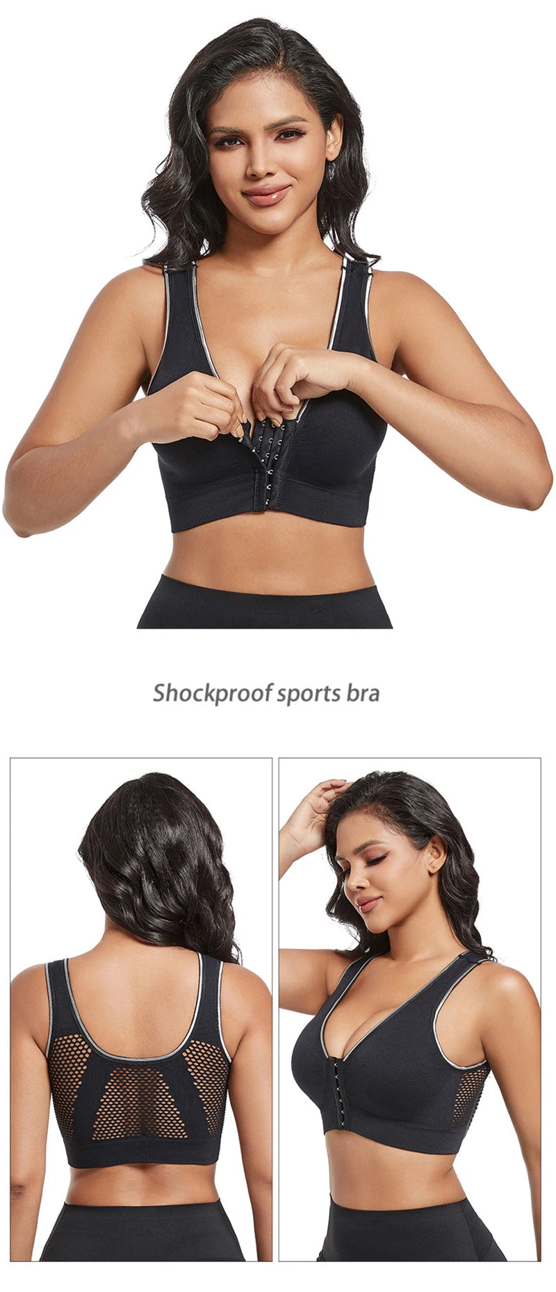 Sports Push Up Bra For Women Hollow Plus Size Bras Padded Wire Free Bralette Sexy Front Closure Breathable Brasserie Lingerie