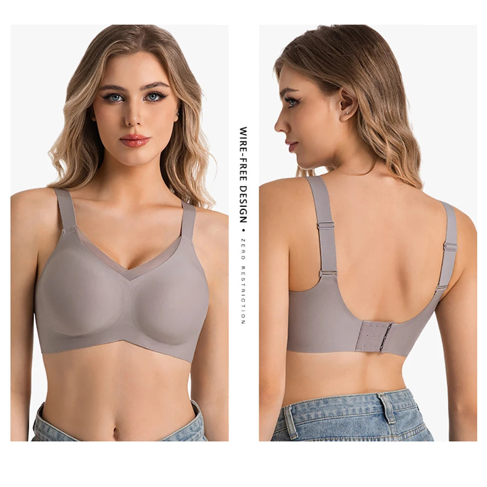 Jelly Wireless Bras For Women No Underwire Supportive Seamless Bra Comfort Soft Bralette Full Coverage Hide Back Fat T-Shirt Bra