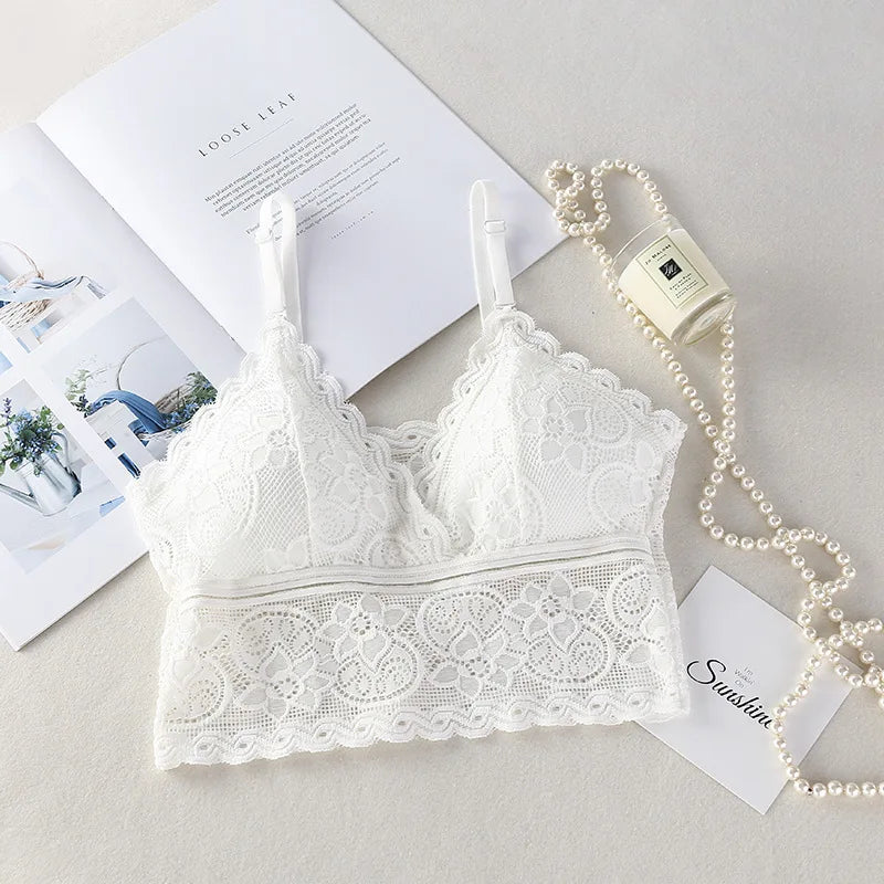 Tube Top Bras Lace Bralette Women Crop Tops Sexy Lingerie V Neck Seamless Underwear Cropped Bra Female Tank Crop Top