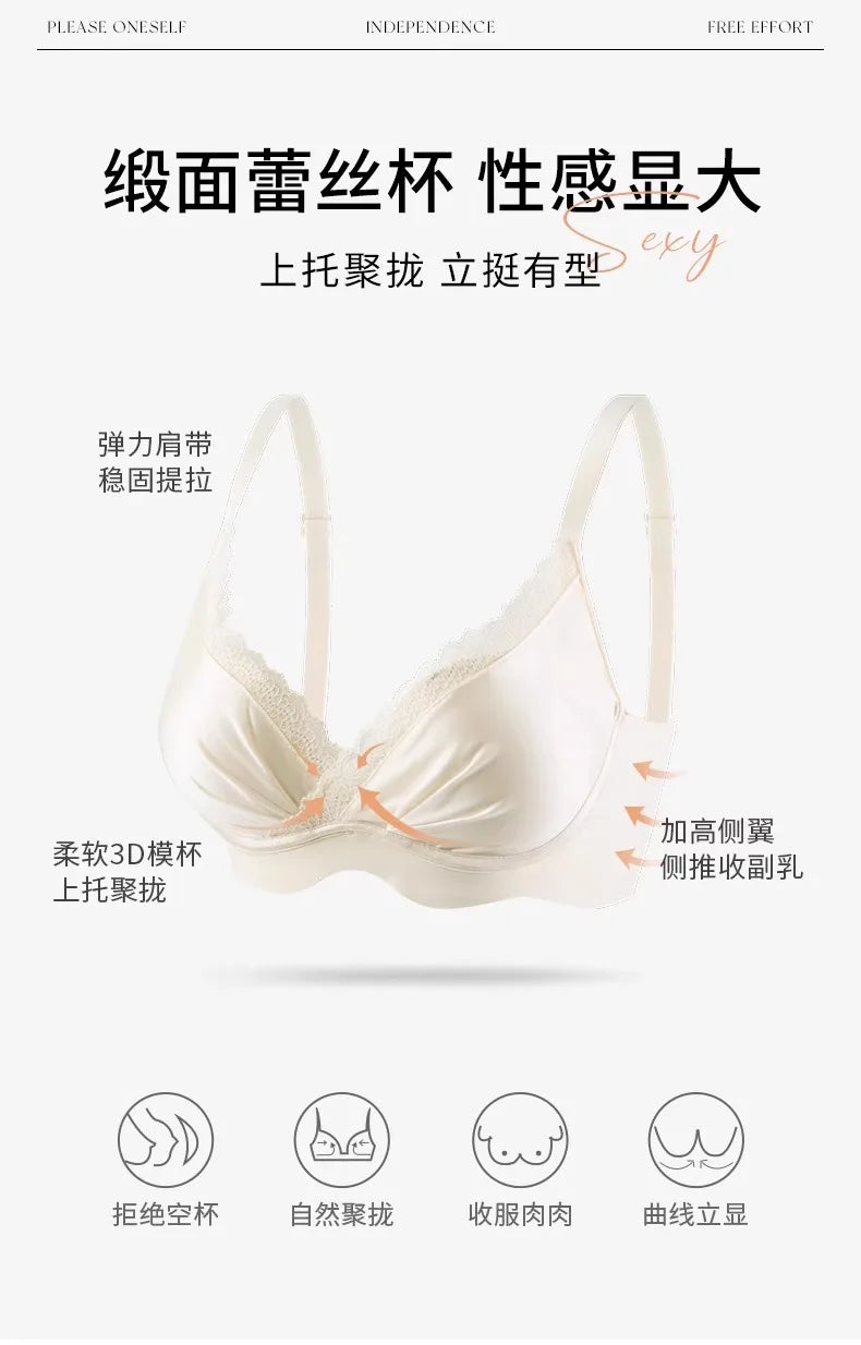 Bralette Dentelle Automne T32-38 - Sans Armatures Anti Écartement pour Petite Poitrine, Ajustable Confort Sexy Soutien-Gorge