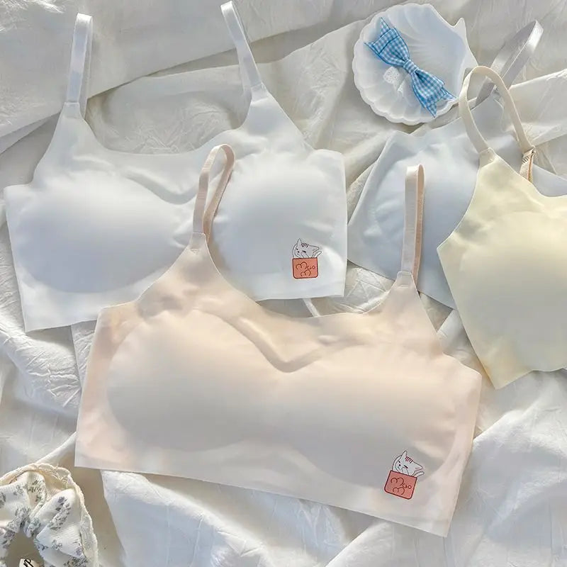 2pcs Bras Women Soft Skin Friendly Ice Silk Sports Yoga Bra Without Steel Ring Comfortable Breathable Support Girls Bra Vest