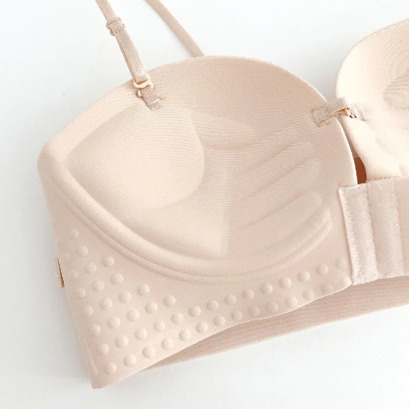 Strapless Bras Women Front Closure Seamless Brassiere Push Up Thick Underwear Adjustable Female Soft Solid Invisible Lingerie