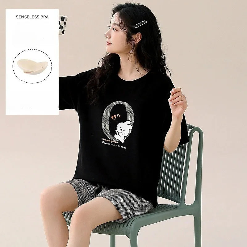 Ensembles Pyjama Set Bajama Summer Women Lady Pajamas for Woman Nightwear Women's Summer Suit With Shorts Loungewear Sets Woman