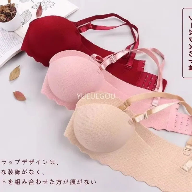 Seamless Demi Push Up Bra for Small Chest Non-Wired Ultra Padded Lift Bralette No Gap Plunge for Flat Bust Women