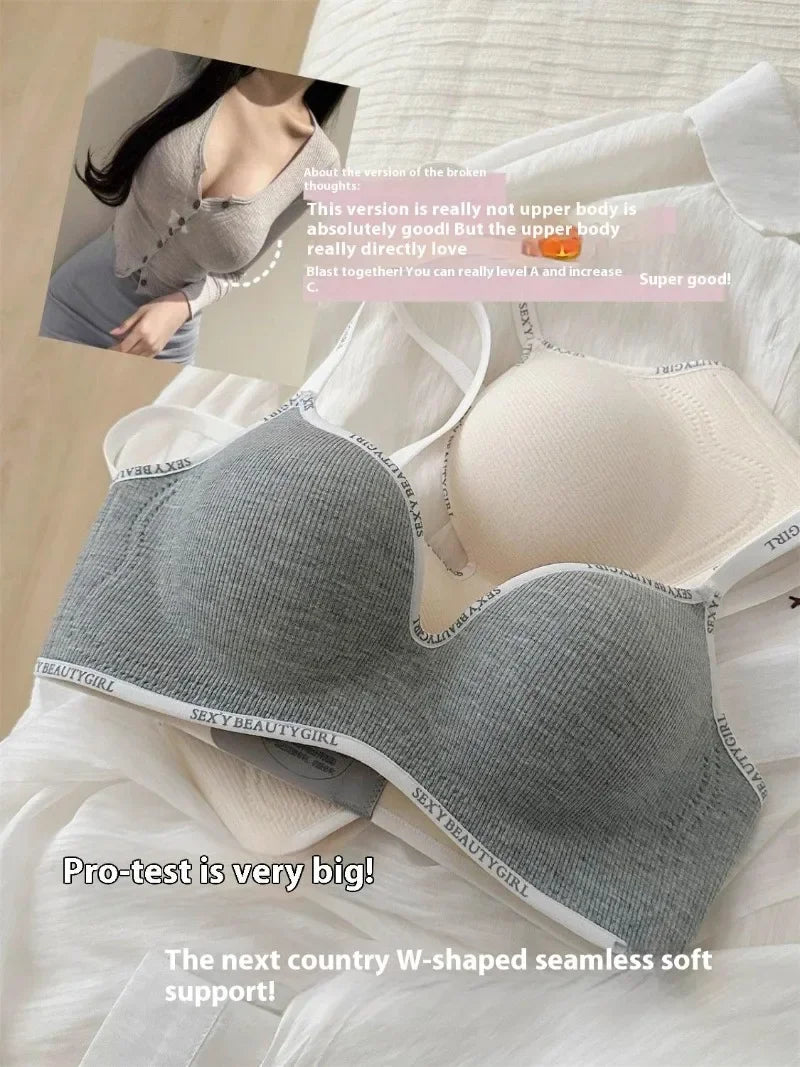 Wireless Push Up Bra for Small Chest - Seamless Anti-Sagging Invisible Bralette, Enhance Lift Comfort No Trace (Letter Design)