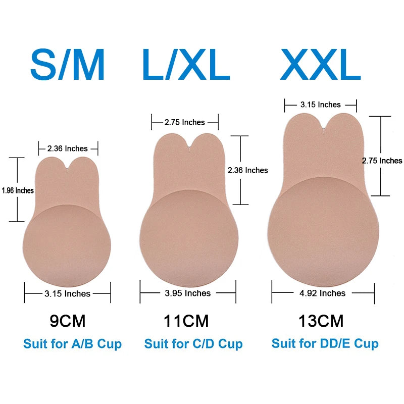 Sexy Push Up Bras Reusable Sticky Breast Lift Up Nipple Cover Rabbit Bra Pad For Women Adhesive Silicone Strapless Invisible Bra