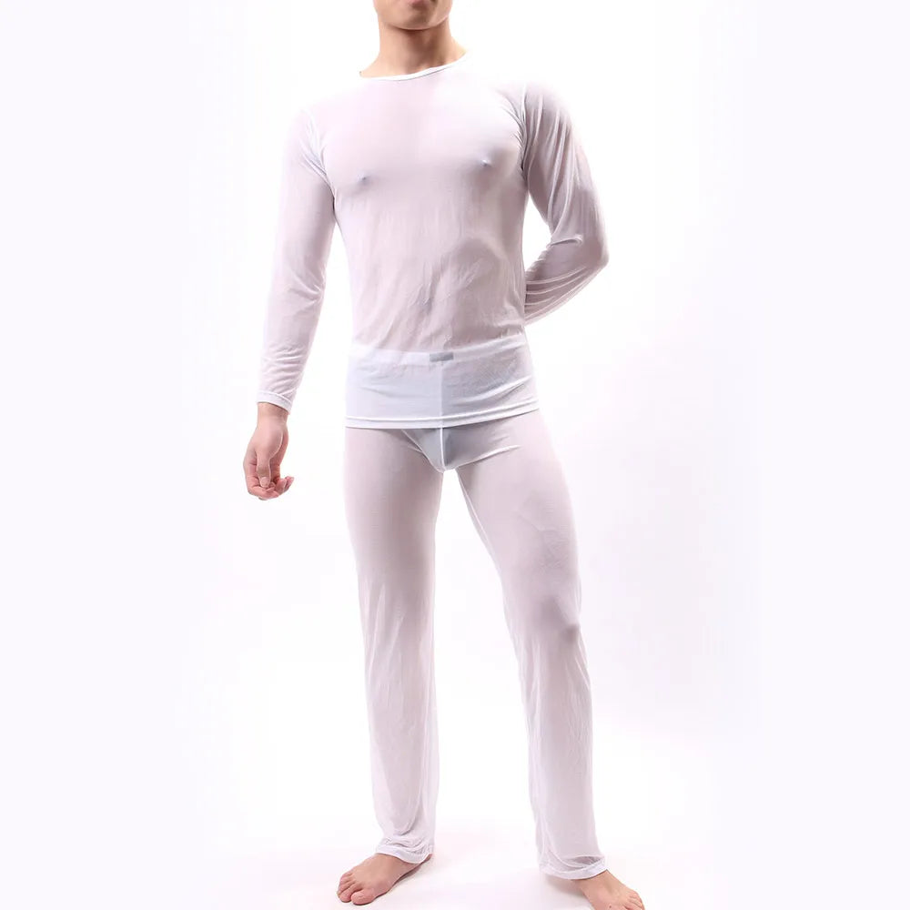 Men's Mesh Pajama Set - Breathable Quick-Dry Soft Loungewear, Comfortable Sleepwear for Daily Relaxation & Casual Wear
