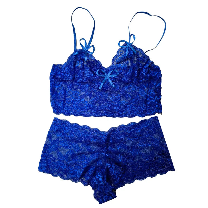 Sexy Women Lingerie Set Thin Lace Flower Printed Underwear Suit Female Adjustable Shoulder Strap Triangle Cup Bralettle NEW