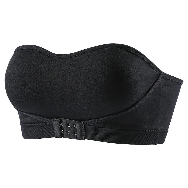 Daily Strapless and Wireless Women's Front Button Bra, Seamless Chest pad Comfortable Push-up Trendy Solid Color Lingerie