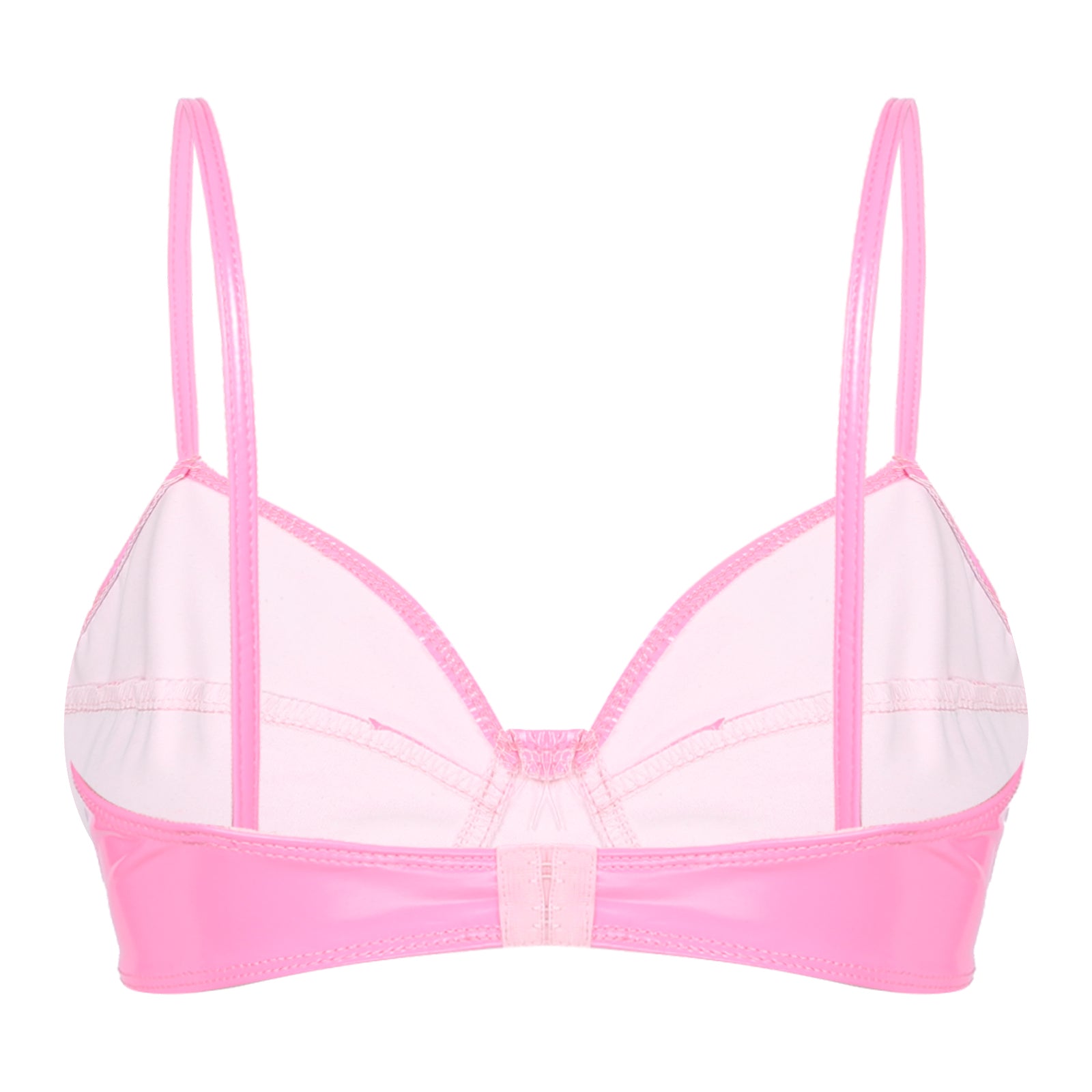 Women Bras Tops Wet Look Faux Leather Bra Top Sexy Lingerie Wire Free No Pad Bralette Underwear Femme Womans Intimates