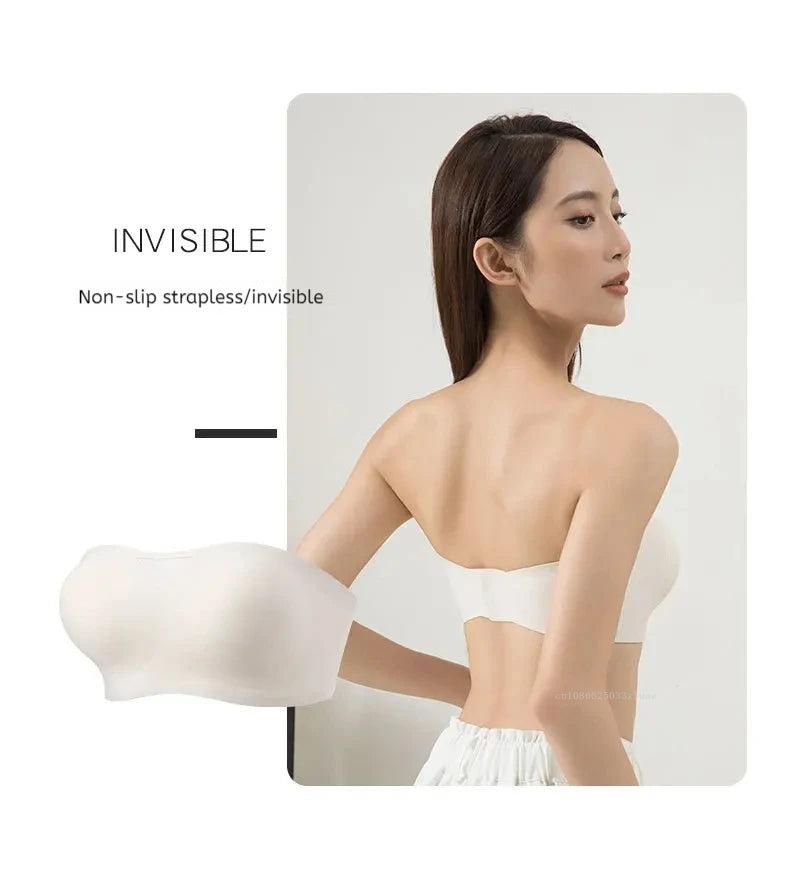 Non-slip Strapless Underwear Bra Seamless Sport Bras Women Soft Thin Push Up Underwear Lingerie Sleep Top Invisible Lingerie