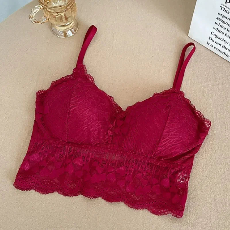 Open Back Bra Lace Bralette U Type Wirefree Boneless Brassiere Floral Women Top Backless Underwear Sexy Bras