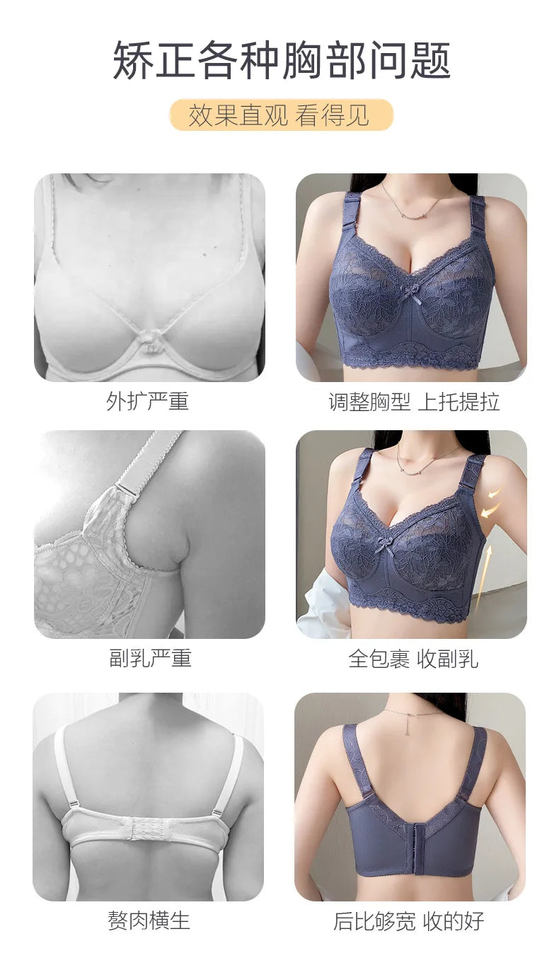 Wireless Large Size Lifting & Supportive Bra for Women Anti-Sag Adjustable Slimming Comfort 75 80 85 90 95 B C D E F