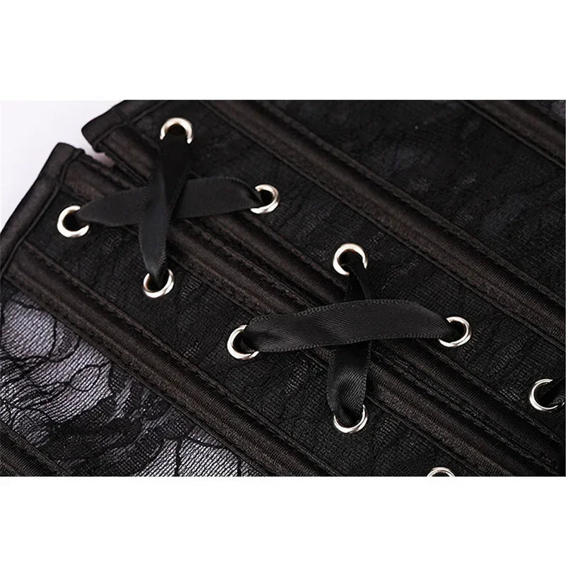 Corset Overbust Bustiers Sexy Corset For Women Lace Perspective Transparent Lingerie Femme Black White