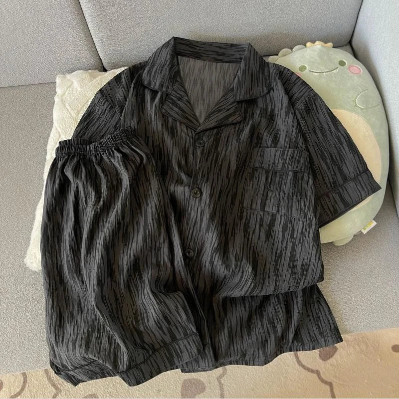 Summer short-sleeve pajama set for women, comfortable and trendy, shorts suitable for wearing outside home wear set