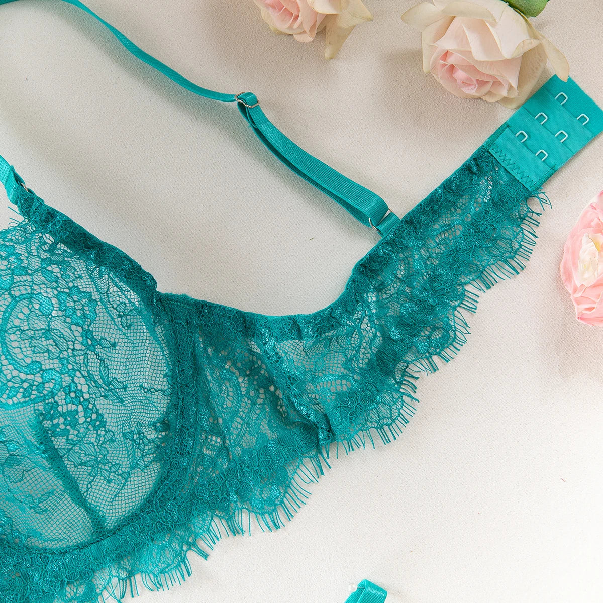 Erotic Lingerie Bra and Panties Set Basic Sexy Sheer Lace Eyelash Unline One Layer Lace Lingerie Women Underwear Intimate