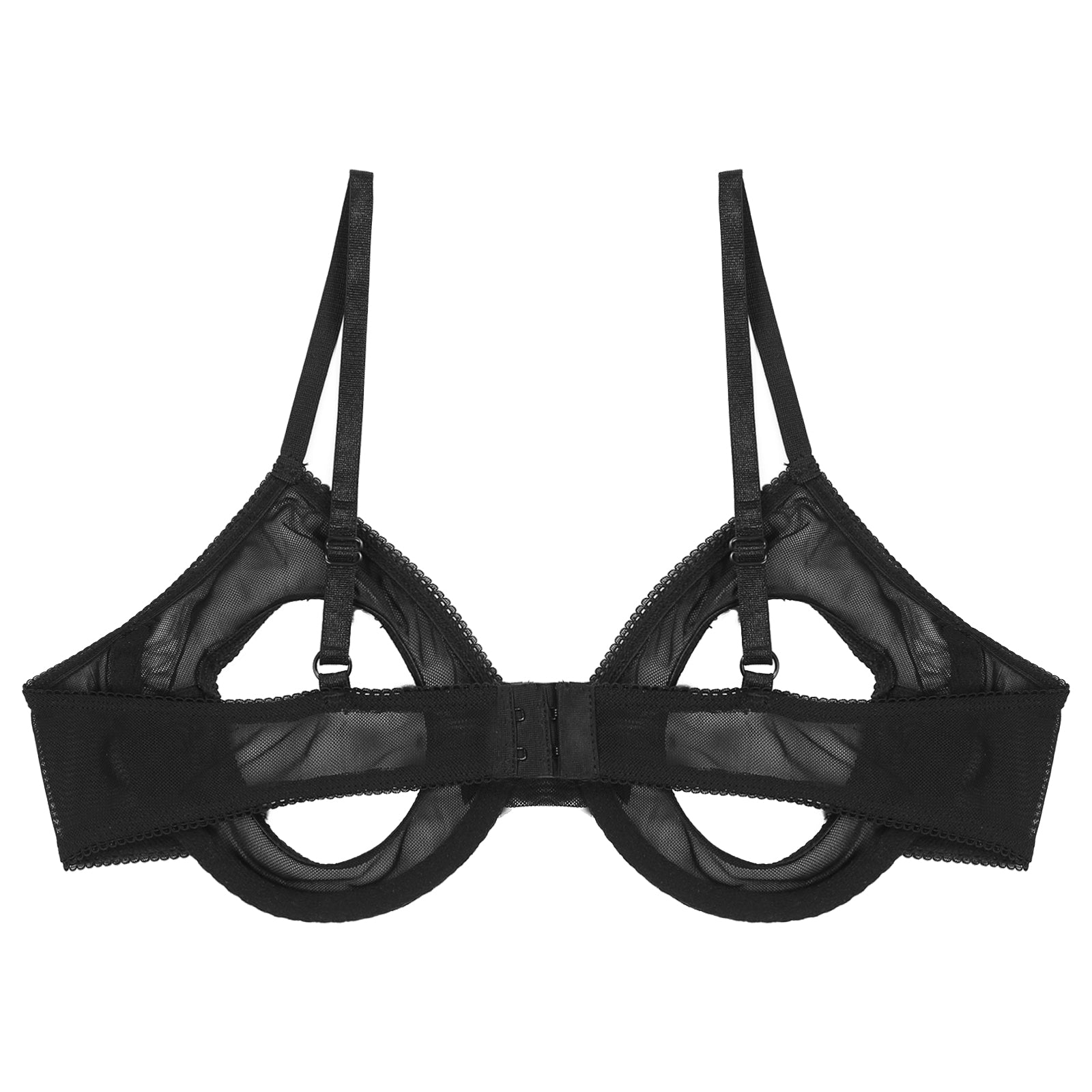 Women's Sheer Mesh Hollow Out Open Nipples Underwired Bra Tops Unlined Bralette Sexy Brassiere Balconette Underwear