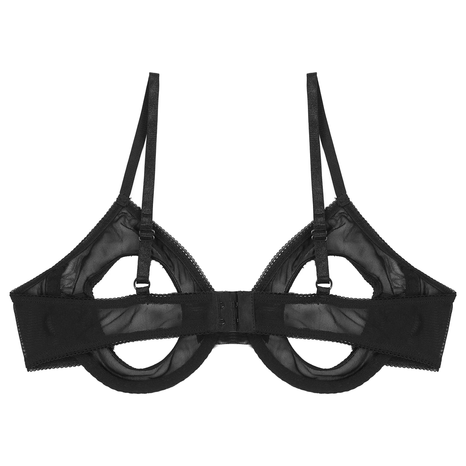 Women's Sheer Mesh Hollow Out Open Nipples Underwired Bra Tops Unlined Bralette Sexy Brassiere Balconette Underwear