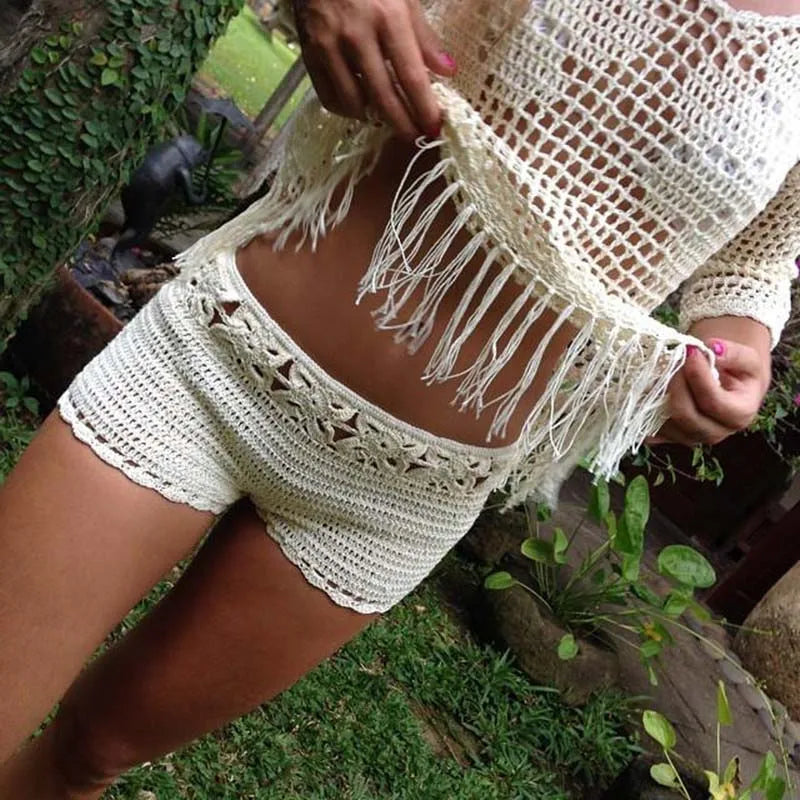 Boring Honey Fashion New Handmade Crochet Bikini Bottom Sexy Beach Holiday Swimwear Women Knitted Swimming Briefs Swim Shorts