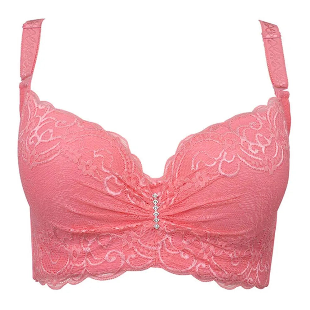 BCHRAYIUP Women's Underwire Padded Plunge Push Up Bra Sexy Flora Lace Deep V Full Cup Bra 34 36 38 40 42 44 46 B C D E