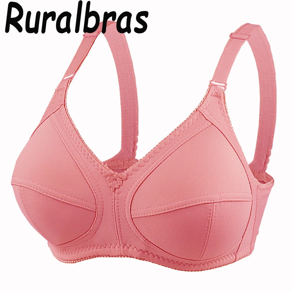 Ruralbras Minimizer Push Up Bras For Women Wireless Full Coverage Cotton Bra Seamless Top Plus Size 38 - 50 C D E F Cup BH C01