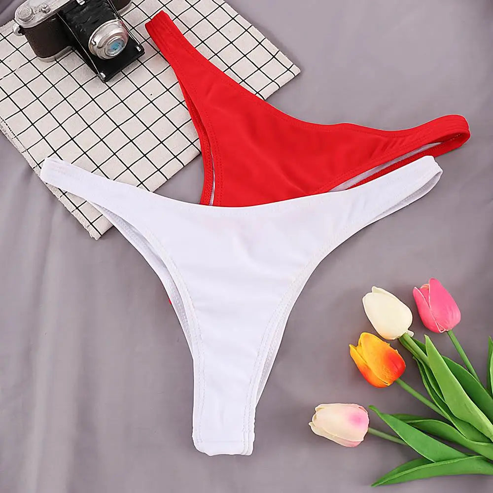 Swimwear Women Briefs Bikini Bottom Side Ties Brazilian Thong Swimsuit Classic Cut Bottoms Biquini Swim Short Ladies Swimsuit