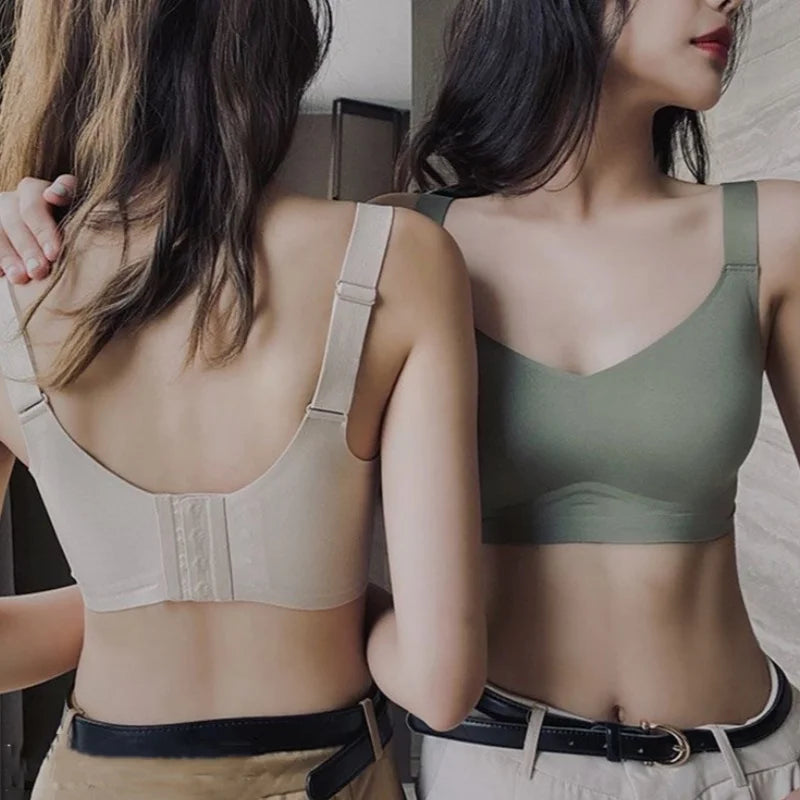 2Pcs/Set Bras For Women Sports Tops Seamless Underwear Padded Sexy Lingerie Wide shoulder Straps Bra Female Intimates