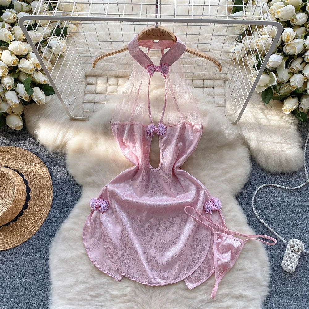 Backless Hotsweet Bow Lingerie For Women See Through Mesh Sexy Bunny Costume Lingerie Bodysuit 4 Piece Jumpsuit Spot Lace Cospla