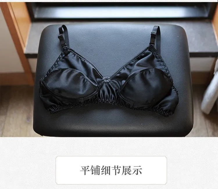 Nipple Coverage Thin Underwear Breathable Healthy 100% Mulberry Silk Double-Sided Silk Bra Wireless Sleep Bra