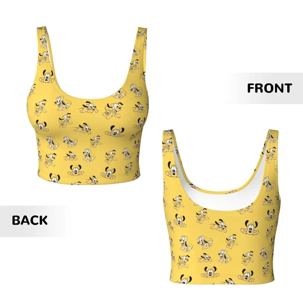 Custom Pluto Anime Manga High Impact Sports Bras for Women Classic Seamless Workout Yoga Crop Tank Tops