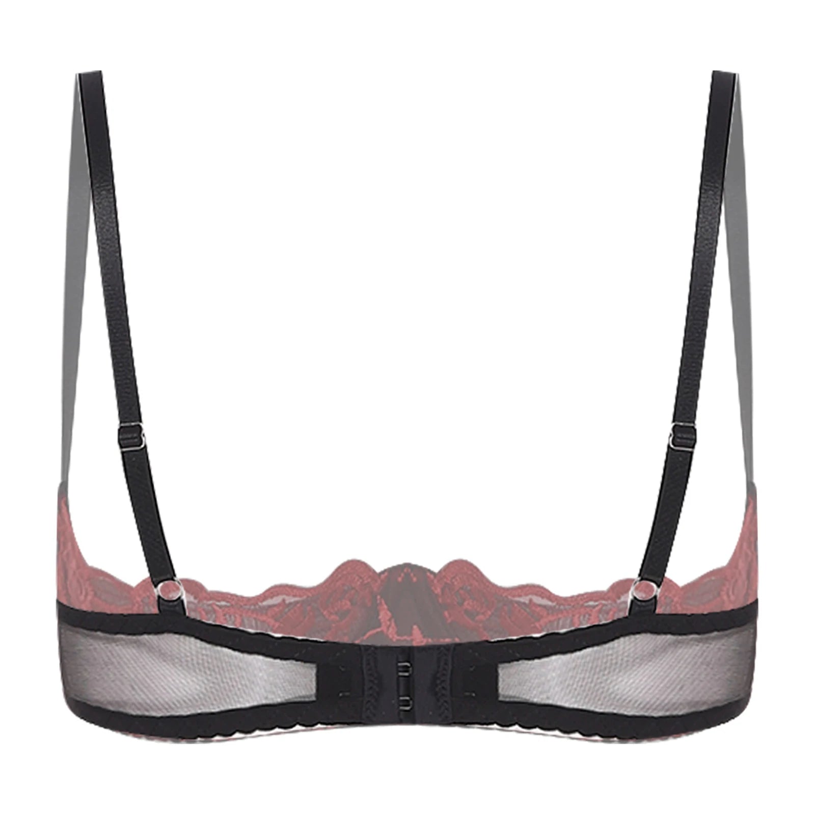 Womens Lingerie Bare Exposed Open Nipples Bra Underwear Set Floral Lace Brassiere 1/4 Cup Underwire Push-up Bralette Balconette