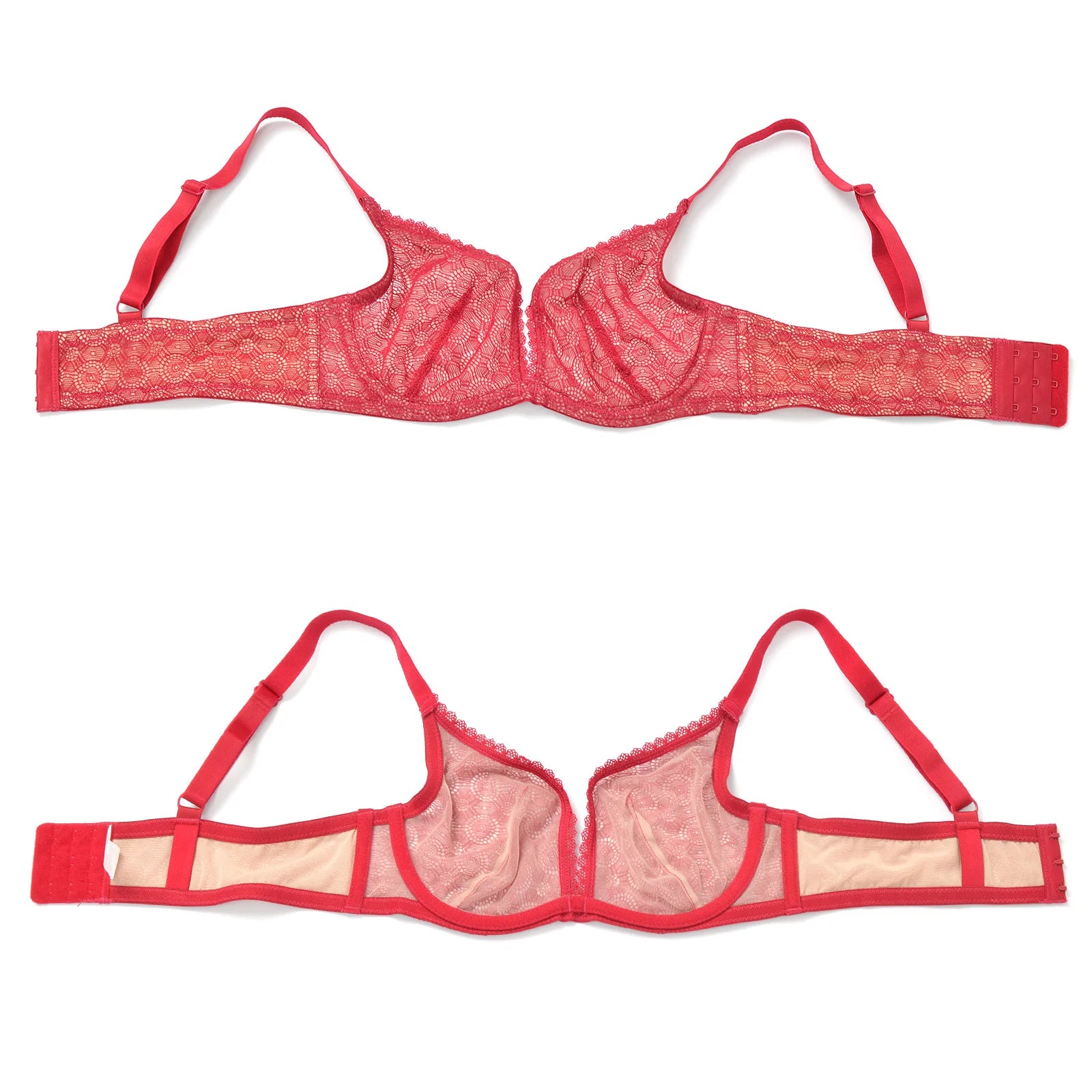 New Pure White Lace Bras For Women Plunge See Through Transparent 1/2 Cups Bra Underwire Push Up Ultra Thin Bra Sexy Bras