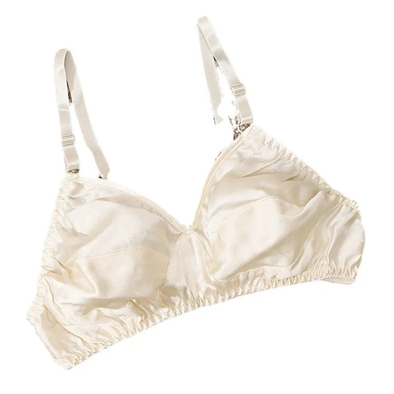 Double-layer Silk Bra Without Underwire, Big Breast, Lightweight Full Coverage Non Padded Brassiere Minimizer Underwear Women