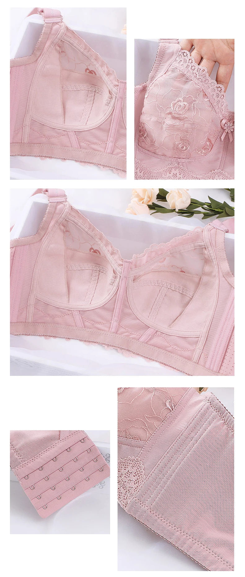 Embroidery Lace Wireless Bras for Women Sexy Lingeire Minimizer Ultra Thin Romantic Ladies Underwear B C D E Cup Soutien Gorge