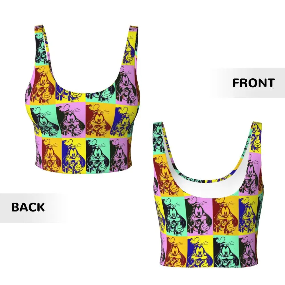 Custom Goofy Cartoons High Impact Sports Bras for Women Mangas Seamless Workout Running Crop Tank Tops
