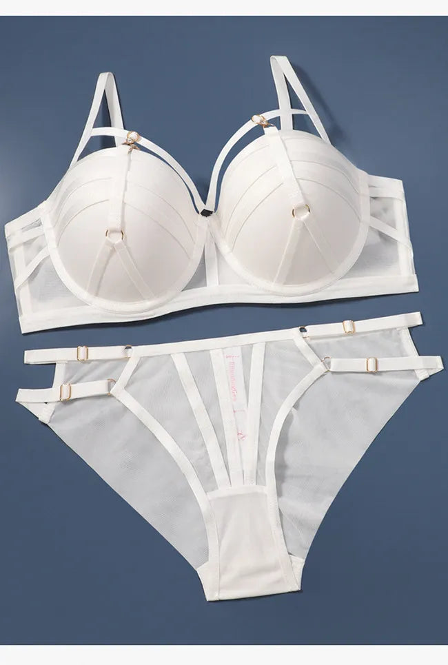 Sexy Lace Balconette Bra Set Push Up for Small Bust Soft Underwire Natural Lift Anti Sag Strappy Back Lingerie Daily Office Wea
