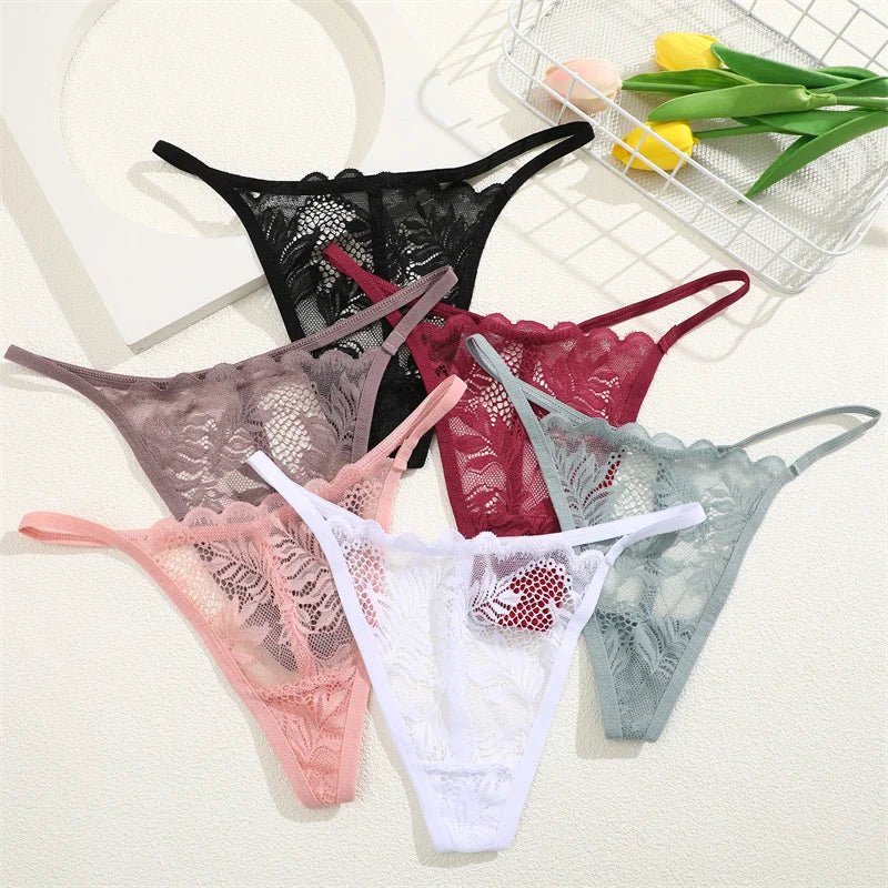 Sexy  Panties 3 PCS/Set Lace G-String Thongs Low Rise Underwear New Perspective Thongs Transparent Floral Breathable Lingerie
