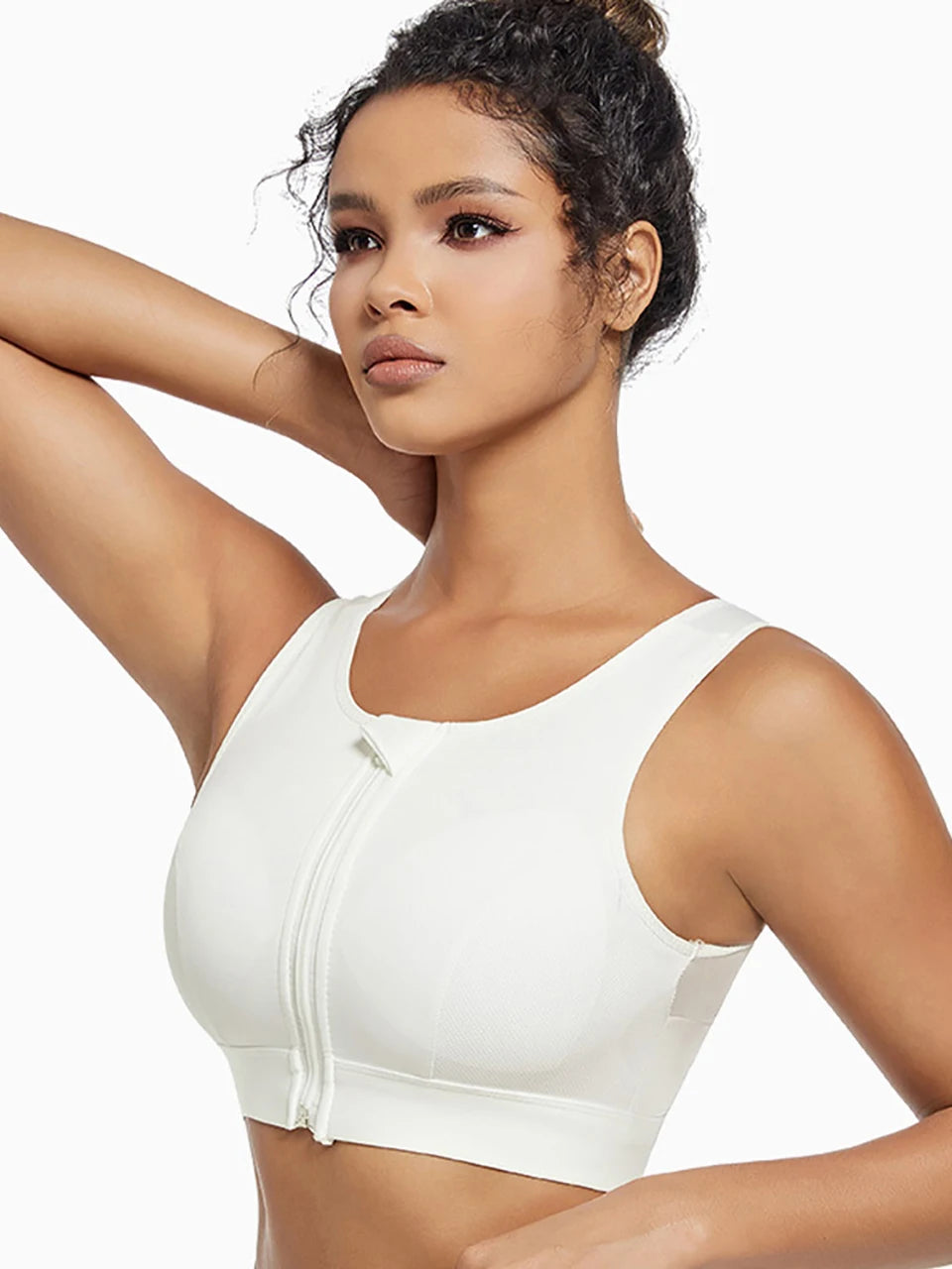 Plus Size Zip Front Closure Longline Bras Wireless Full Coverage Brassiere No Underwire Bralettes Hide Back Fat Bras